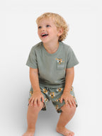 Boys Giraffe Print Cotton Pajama Set “ T-Shirt & Shorts Nightwear