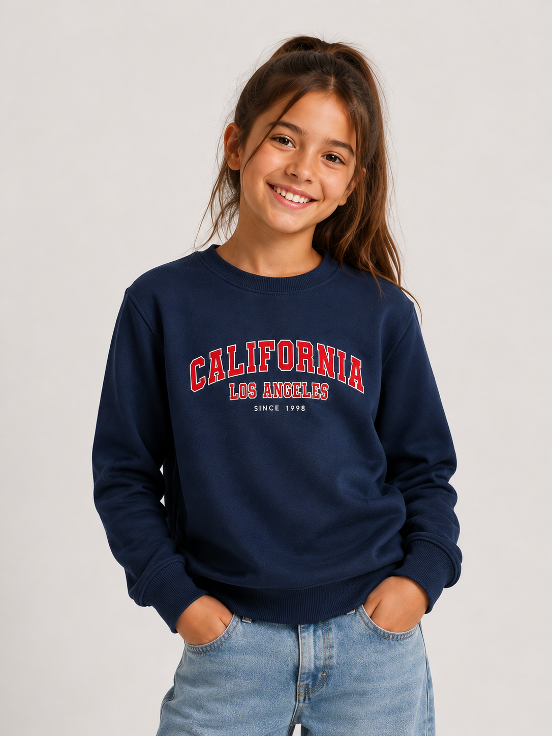 Girls "California- Los Angeles" Text Print Pullover Top