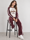 Girls Raglan Sleeve Sweatshirt and Wide Leg Pants Set