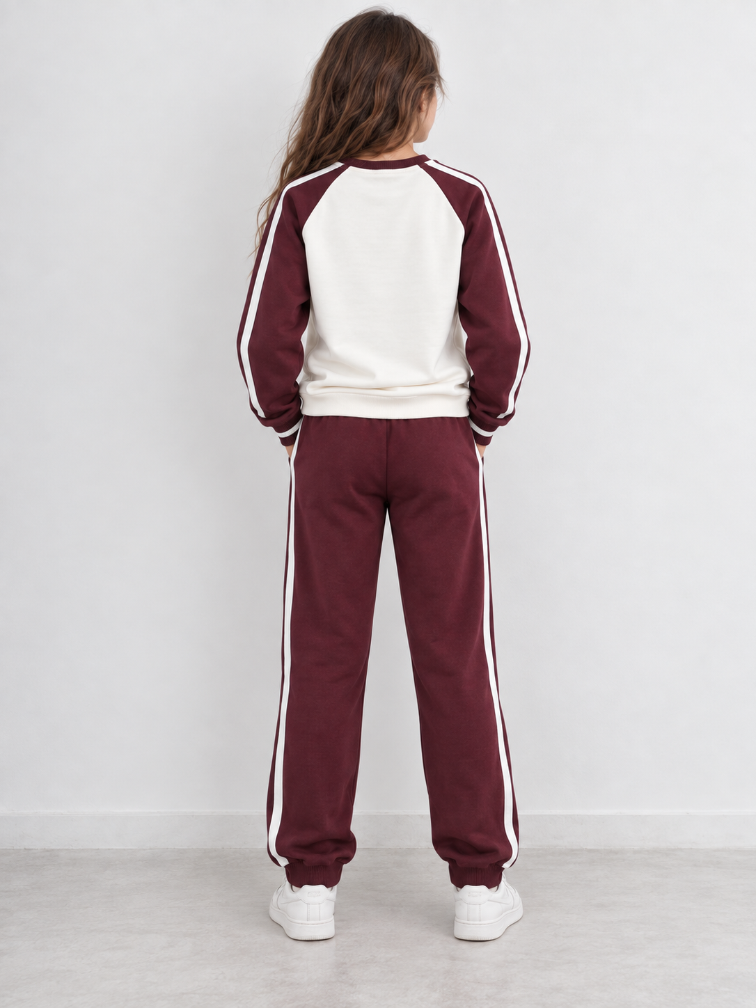 Girls Raglan Sleeve Sweatshirt and Wide Leg Pants Set