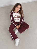 Girls Raglan Sleeve Sweatshirt and Wide Leg Pants Set