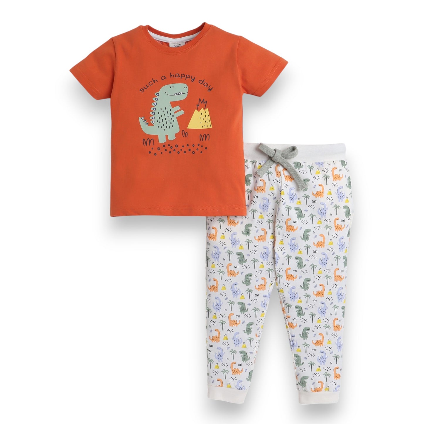 Victor and Jane - Printed T-shirt and Stripes Pyjama Set
