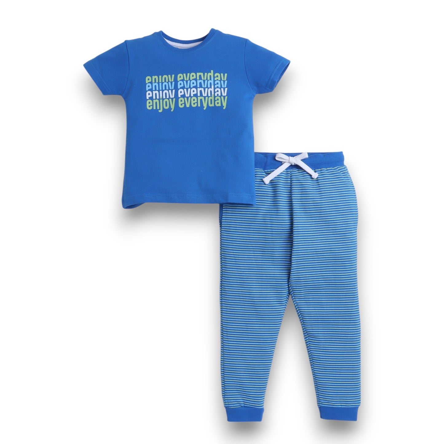 Victor and Jane - Printed T-shirt and Stripes Pyjama Set