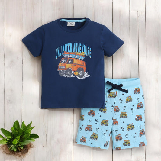 Victor and Jane - Printed T-shirt and Shorts Set