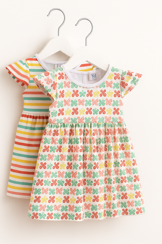 Victor and Jane - All-Over Printed Cap sleeve - Dress (Pack of 2)