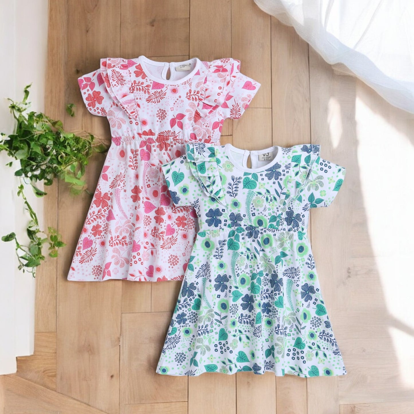 Victor and Jane - All-Over Printed Ruffle Dress (Pack of 2)