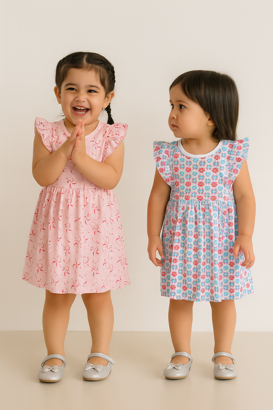Victor and Jane - All-Over Printed Ruffle Dress (Pack of 2)