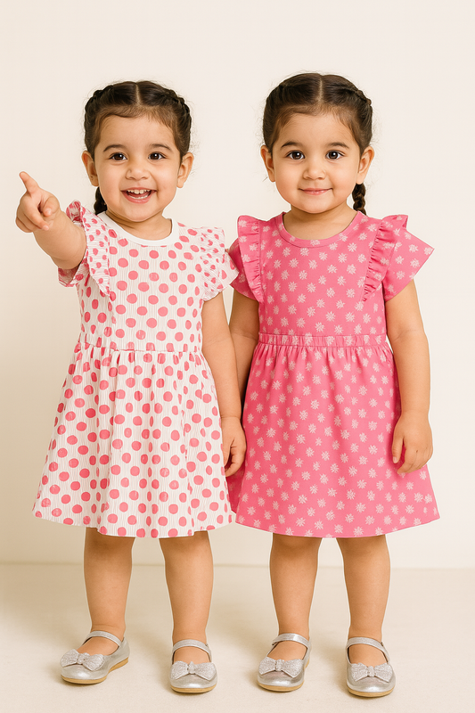 Victor and Jane - All-Over Printed Ruffle Dress (Pack of 2)