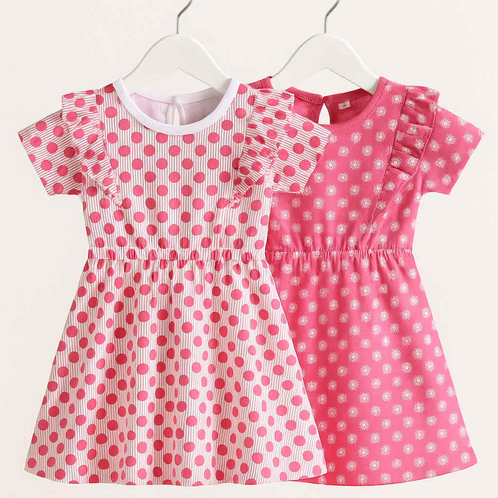 Victor and Jane - All-Over Printed Ruffle Dress (Pack of 2)