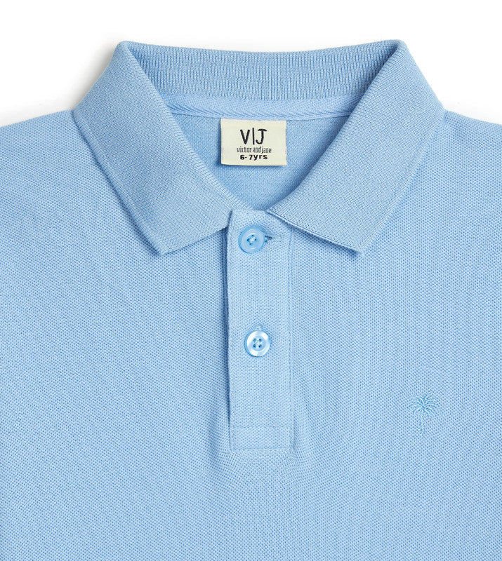 Victor & Jane Junior Boys' Polo T-Shirt – Powder Blue