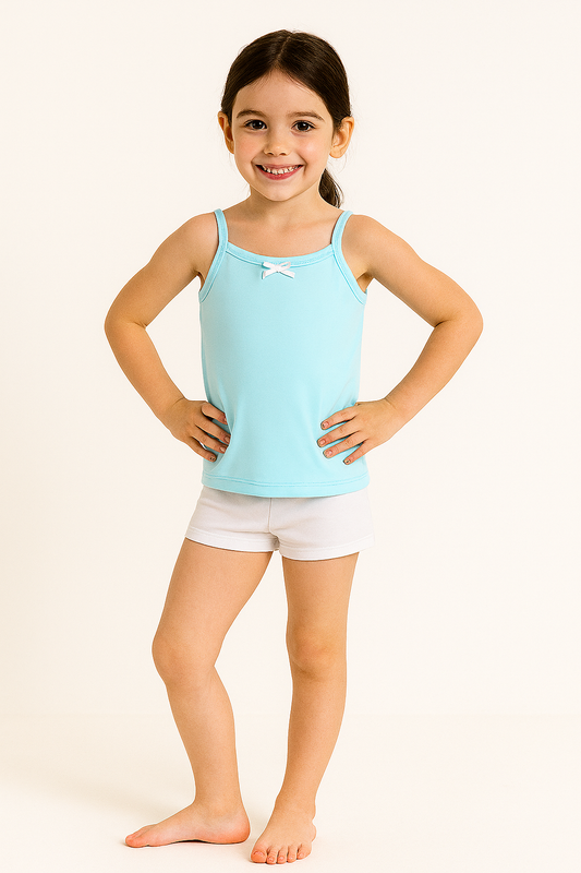 3-Pack Girls' Cotton Camisoles – Pastel Spaghetti Strap Essentials