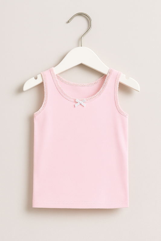 3-Pack Girls' Cotton Vests – Pastel Soft Essentials in Pink, Yellow & Blue