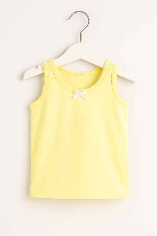 3-Pack Girls' Cotton Vests – Pastel Soft Essentials in Pink, Yellow & Blue