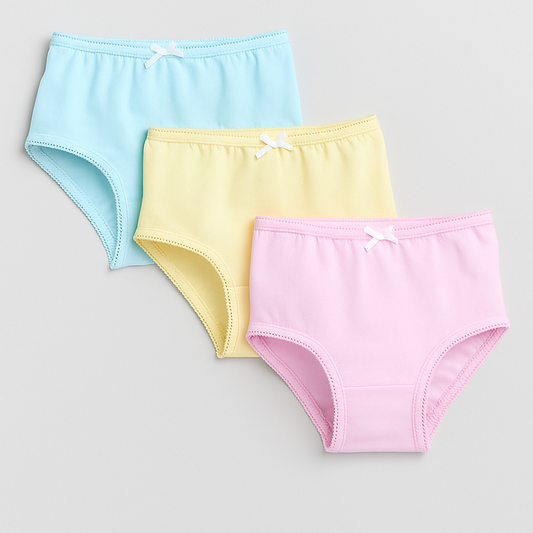 3-Pack Briefs for Girls – Soft Cotton Pastel Underwear Set
