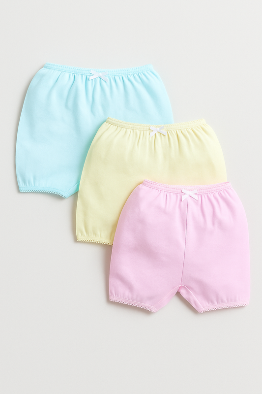 3-Pack Bloomers for Baby Girls – Soft Pastel Cotton Comfort