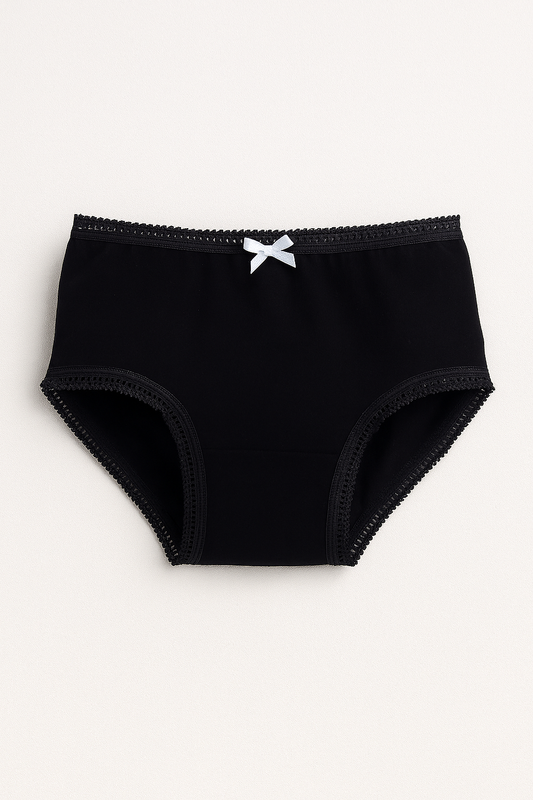 3-Pack Girls' Briefs – Neutral Cotton Basics in Black, White & Grey