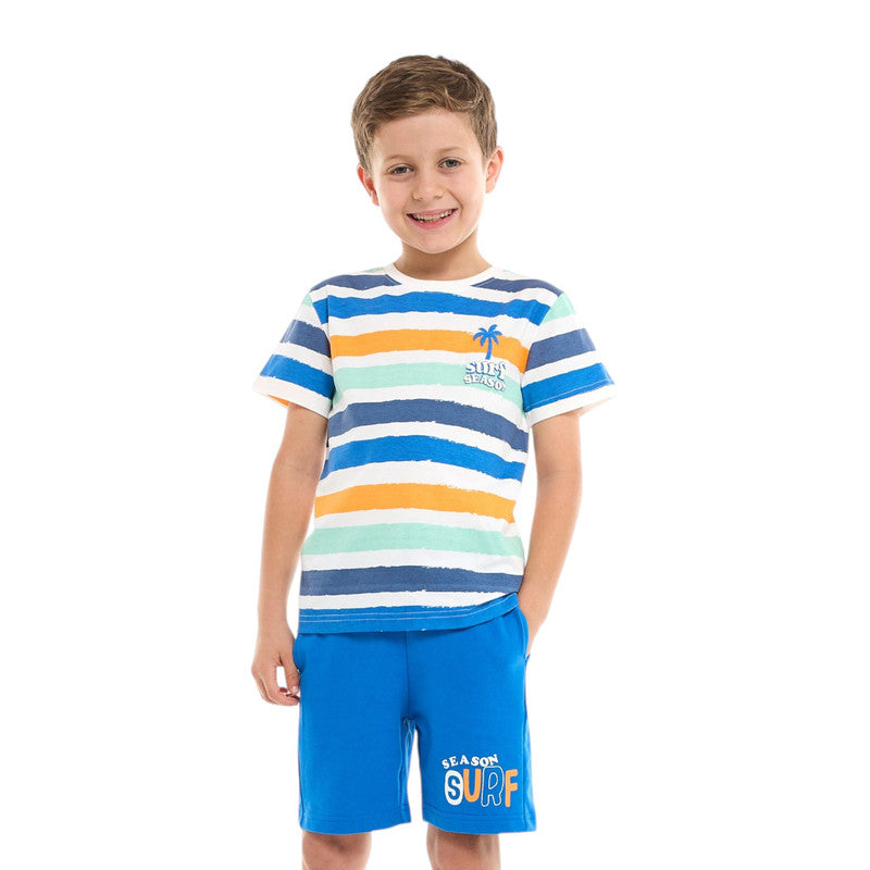Victor and Jane Classic Royal Blue Cotton T-Shirt & Pull-On Shorts Set