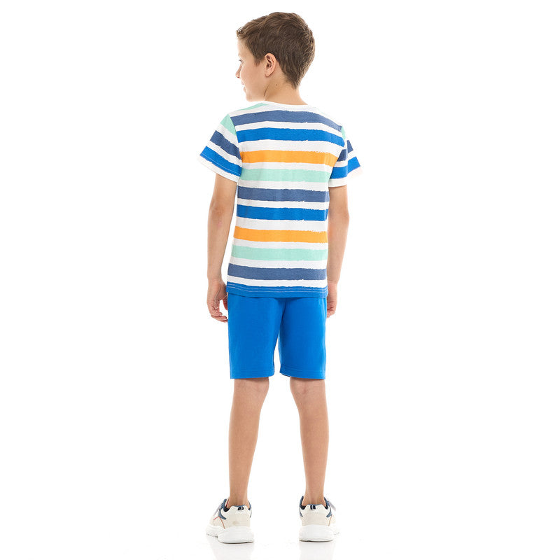 Victor and Jane Classic Royal Blue Cotton T-Shirt & Pull-On Shorts Set