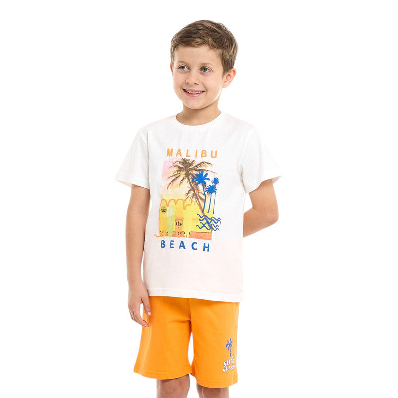 Victor and Jane Classic Royal Blue Cotton T-Shirt & Pull-On Shorts Set