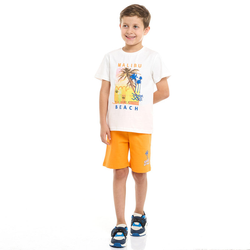 Victor and Jane Classic Royal Blue Cotton T-Shirt & Pull-On Shorts Set