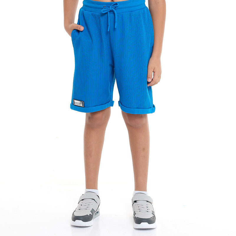 Victor and Jane Boys' Jacquard Set – Blue 2-Piece Outfit with Label Detail