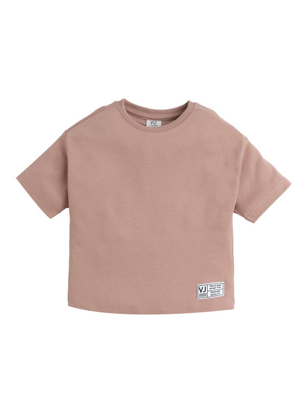 Boys Cotton Interlock Tee & Shorts Set – Khaki
