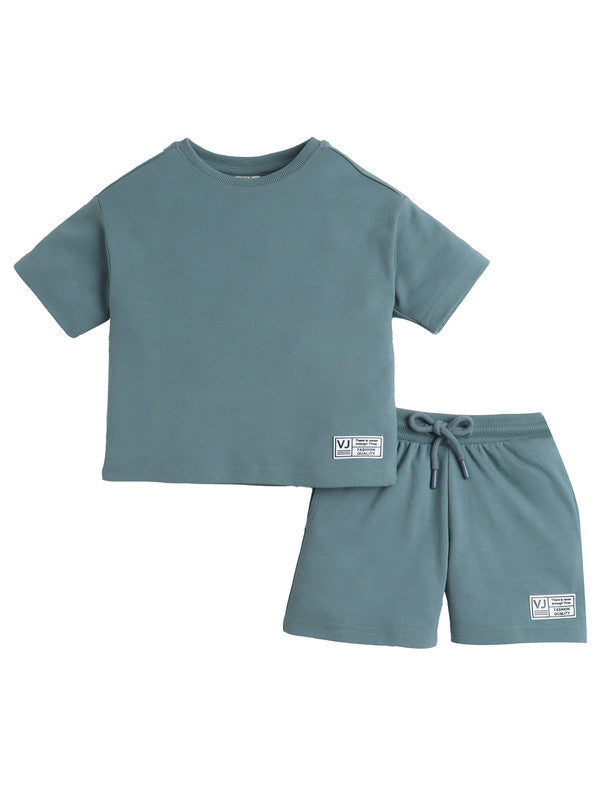 Boys Cotton Interlock Tee & Shorts Set – Sage Green
