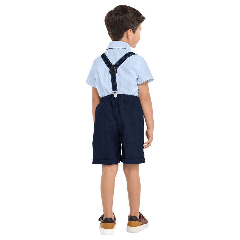 Blue Shorts And Braces Set With Shirt And Bow Tie