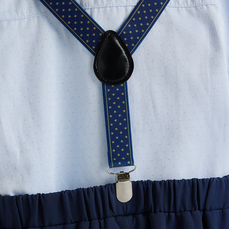 Blue Shorts And Braces Set With Shirt And Bow Tie