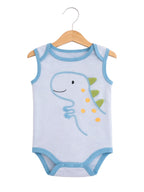 Baby Boys Sleeveless Interactive Dino Print Bodysuits “ Pack Of 3