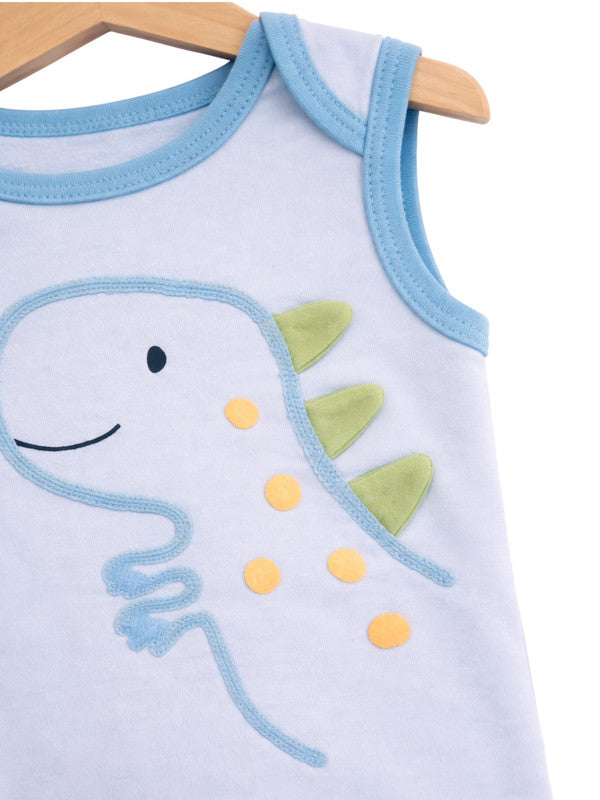 Baby Boys Sleeveless Interactive Dino Print Bodysuits “ Pack Of 3