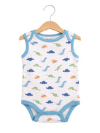 Baby Boys Sleeveless Interactive Dino Print Bodysuits “ Pack Of 3