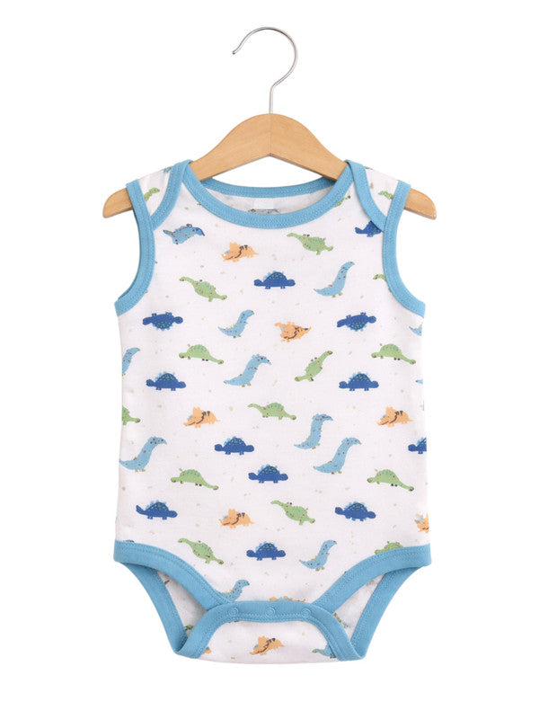 Baby Boys Sleeveless Interactive Dino Print Bodysuits “ Pack Of 3