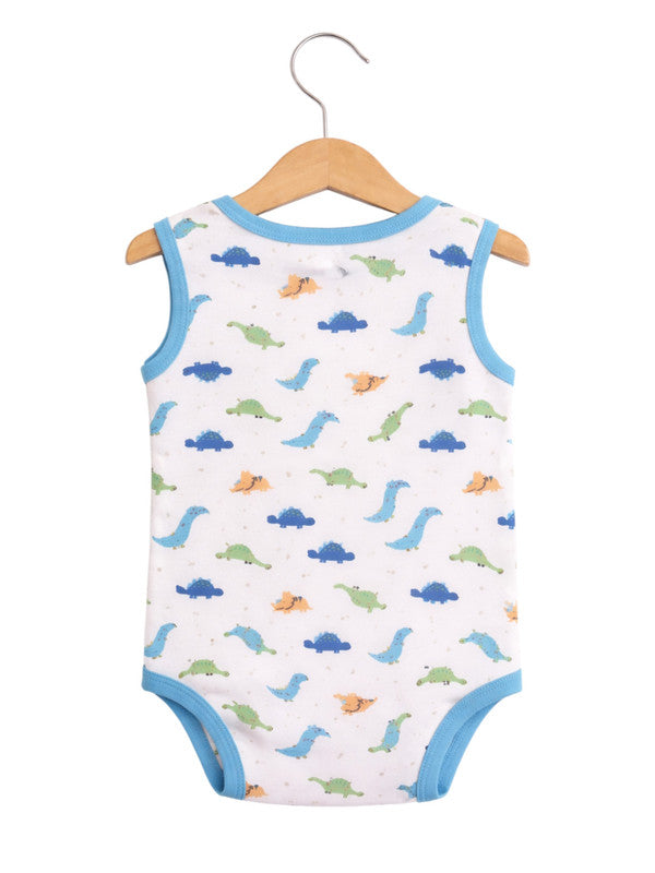 Baby Boys Sleeveless Interactive Dino Print Bodysuits “ Pack Of 3