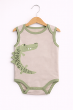 Baby Boys Sleeveless Interactive Crocodile Print Bodysuits “ Pack Of 3