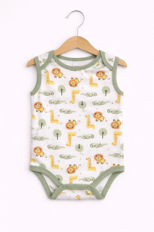 Baby Boys Sleeveless Interactive Crocodile Print Bodysuits “ Pack Of 3