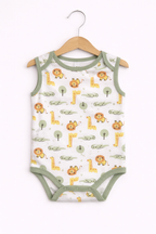 Baby Boys Sleeveless Interactive Crocodile Print Bodysuits “ Pack Of 3