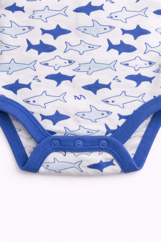 Baby Boys Interactive Sleeveless Shark Print Bodysuits “ Pack Of 3