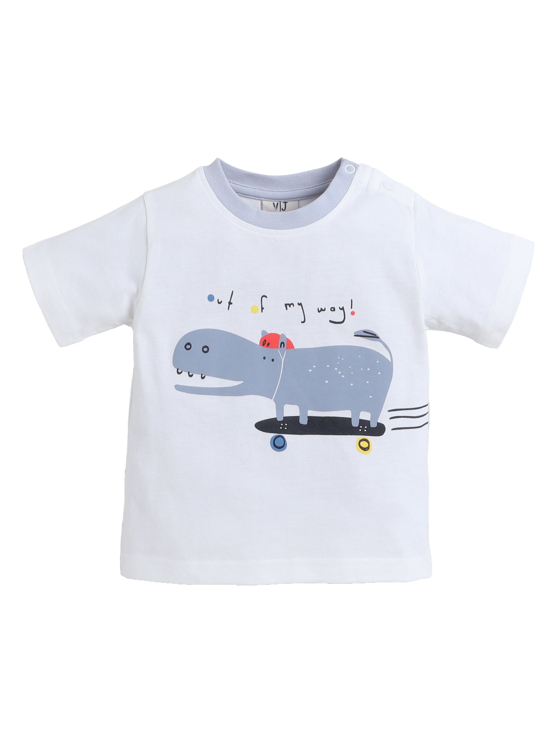 Boys' 2Pcs Cute Hippo Print Round Neck T-Shirt And Shorts Set