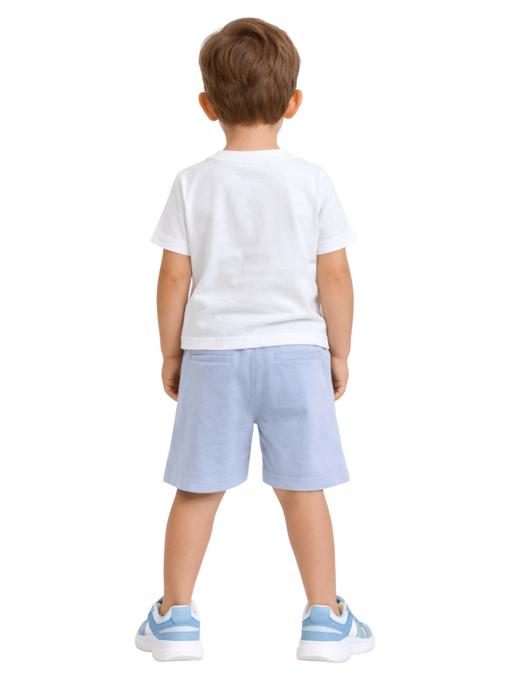 Boys' 2Pcs Cute Hippo Print Round Neck T-Shirt And Shorts Set