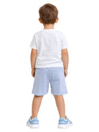 Boys' 2Pcs Cute Hippo Print Round Neck T-Shirt And Shorts Set
