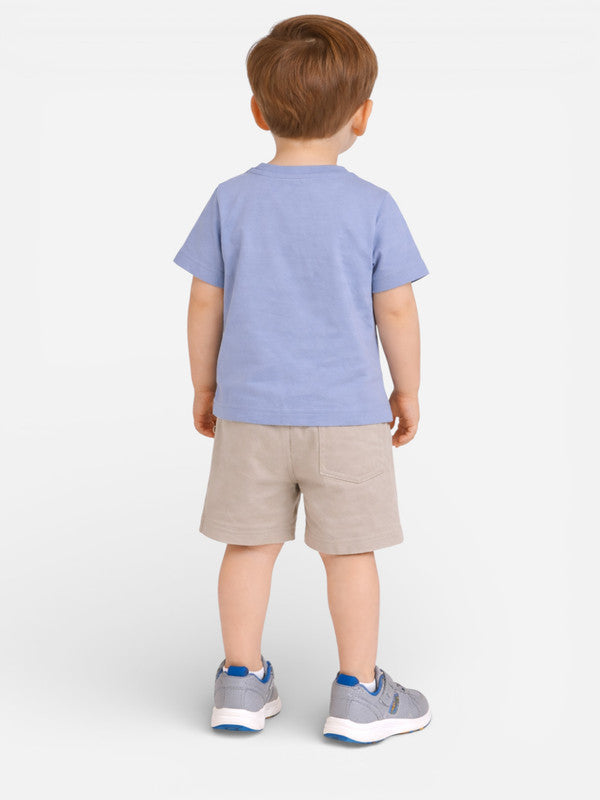 Boys' 2pcs Cute Animal Print Round Neck T-Shirt and Shorts Set