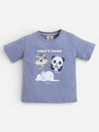 Boys' 2Pcs Cute Animal Print Round Neck T-Shirt And Shorts Set