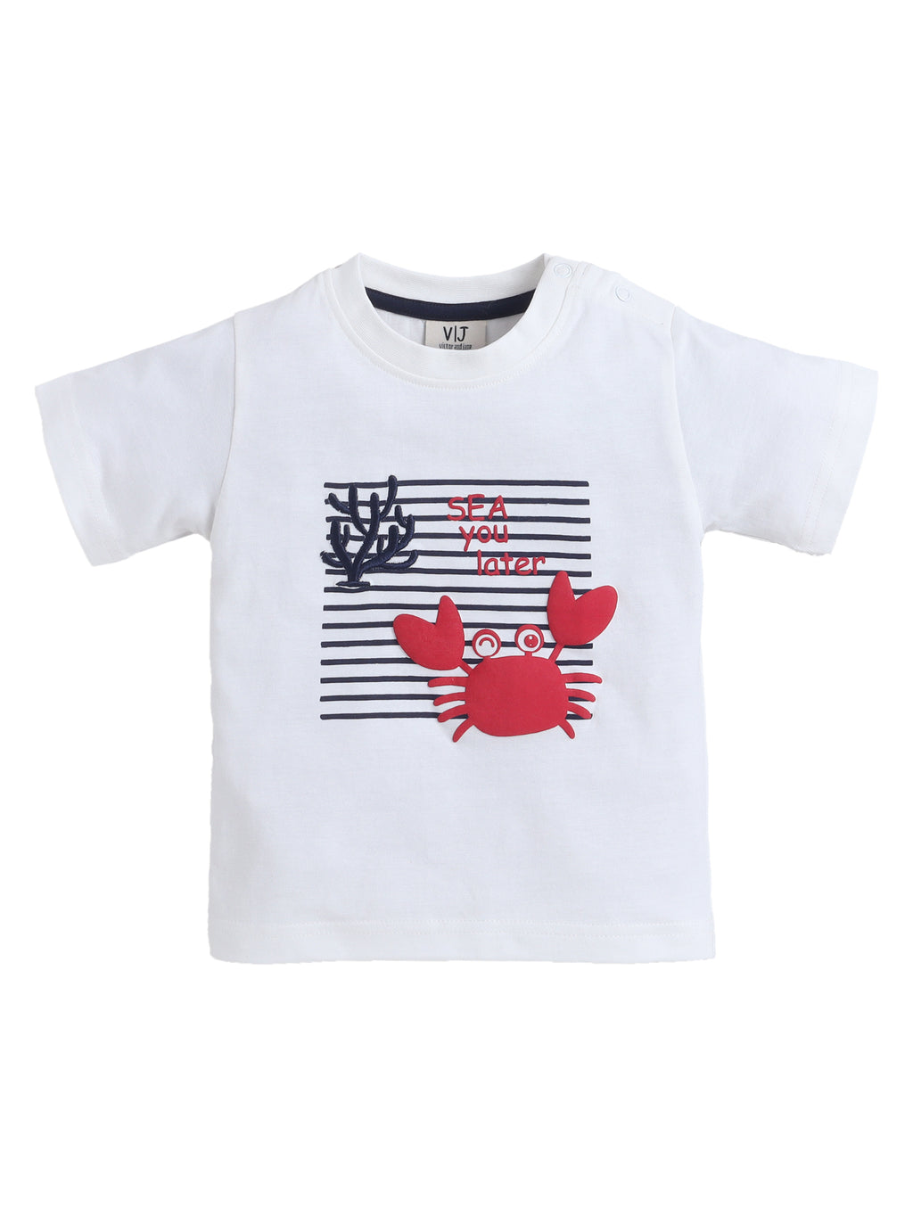 Boys' 2Pcs Cute Crab Print Round Neck T-Shirt And Shorts Set