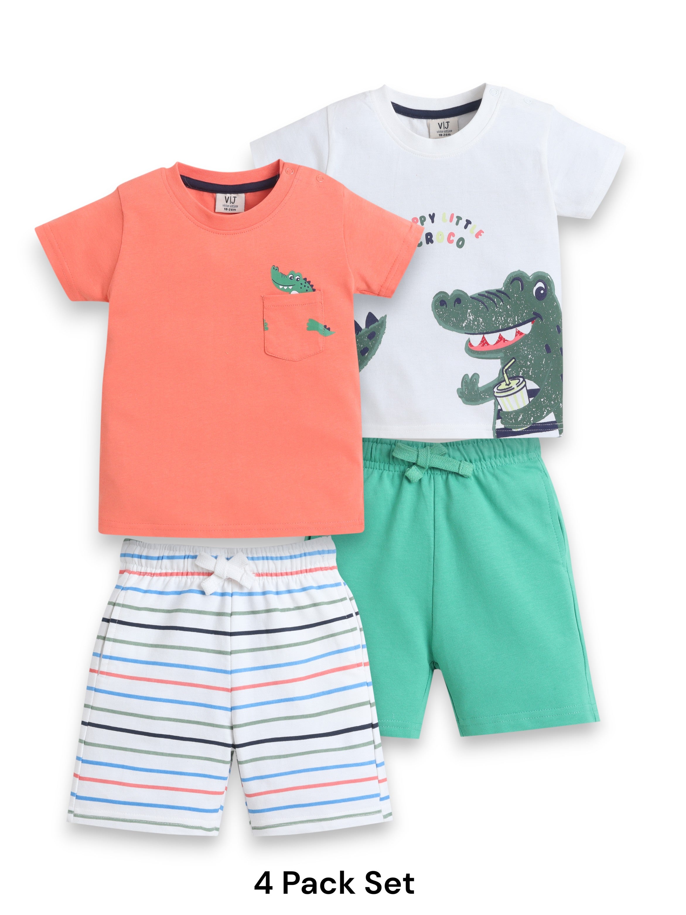 Boys Dinosaur Print Cotton T-Shirt & Shorts Set “ Summer Daywear