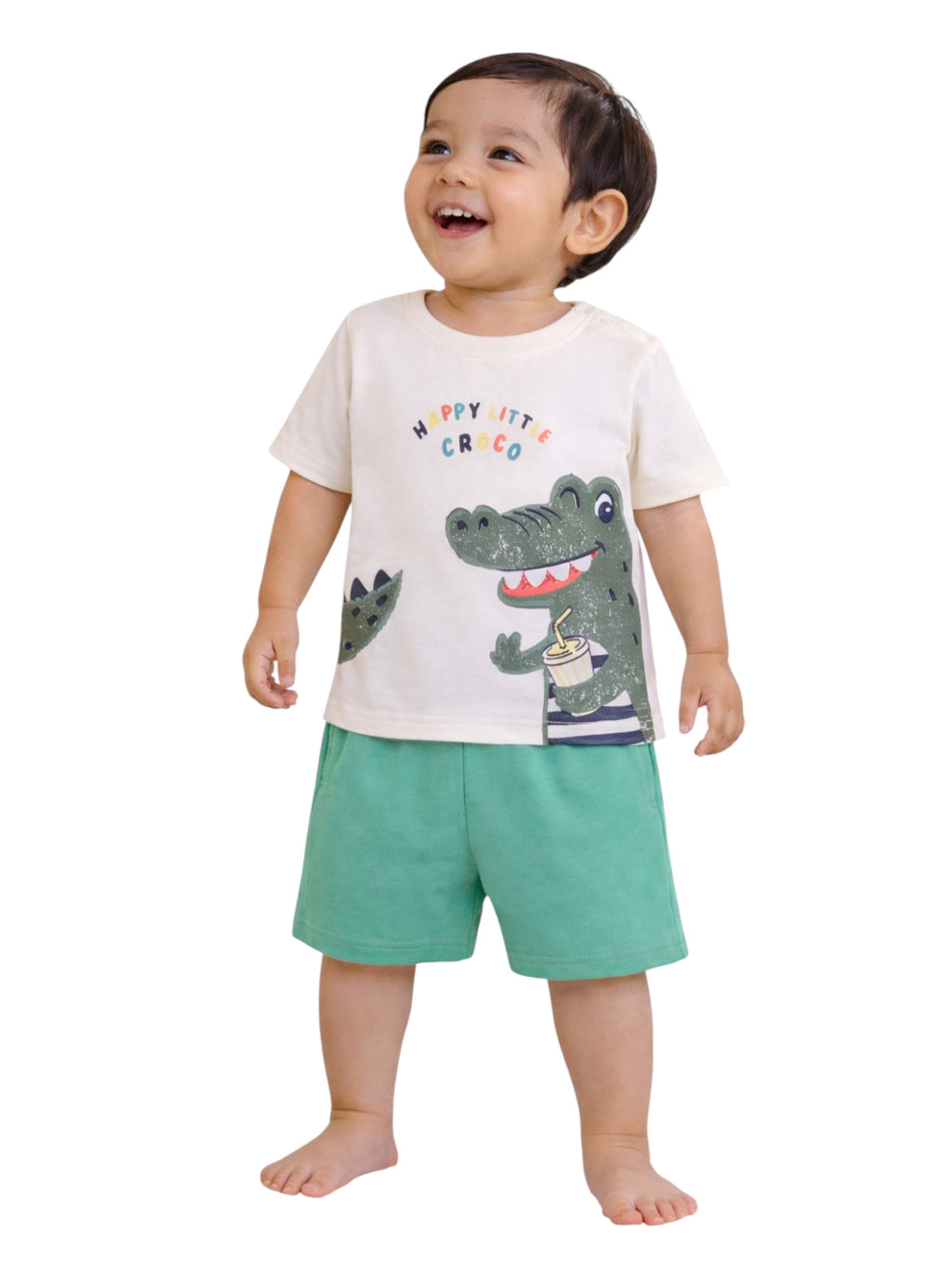 Boys Dinosaur Print Cotton T-Shirt & Shorts Set “ Summer Daywear