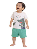 Boys Dinosaur Print Cotton T-Shirt & Shorts Set “ Summer Daywear