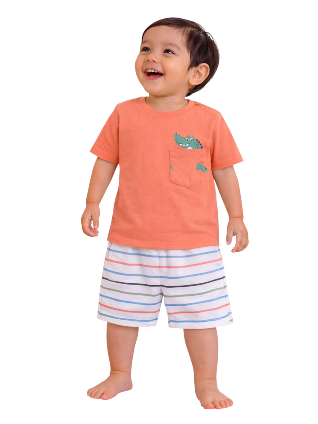 Boys Dinosaur Print Cotton T-Shirt & Shorts Set “ Summer Daywear