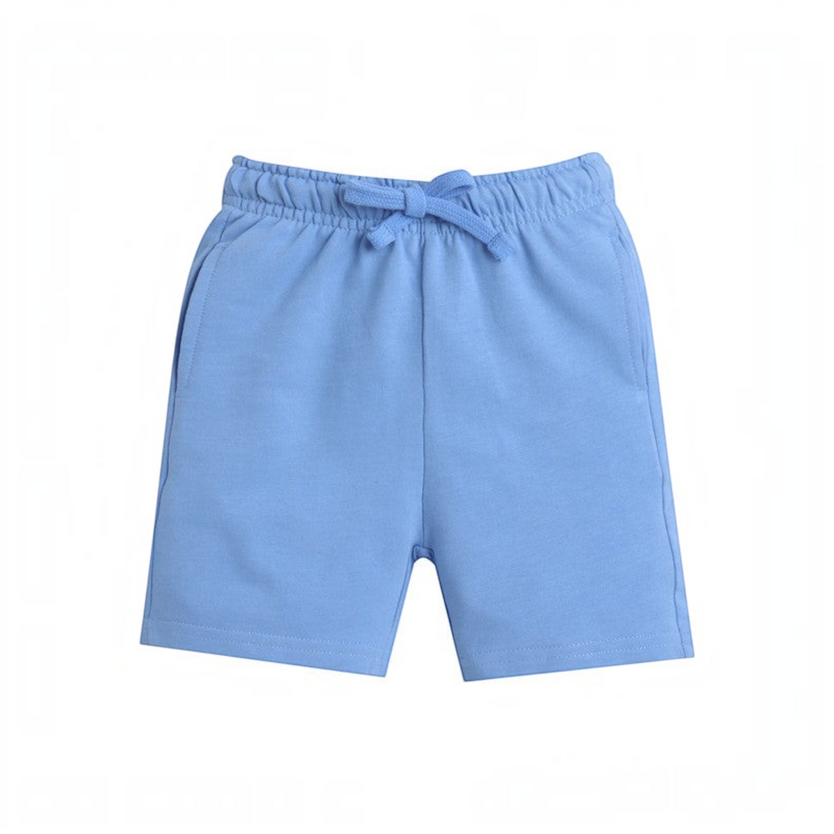 victor and jane light blue cotton boys shorts with an elastic drawstring waistband and side pockets