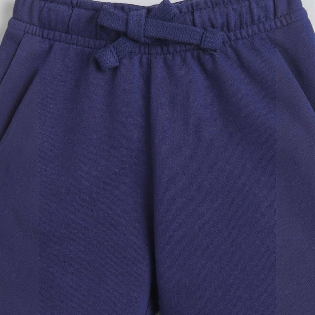 victor and jane navy blue cotton boys shorts with an elasticated drawstring waistband